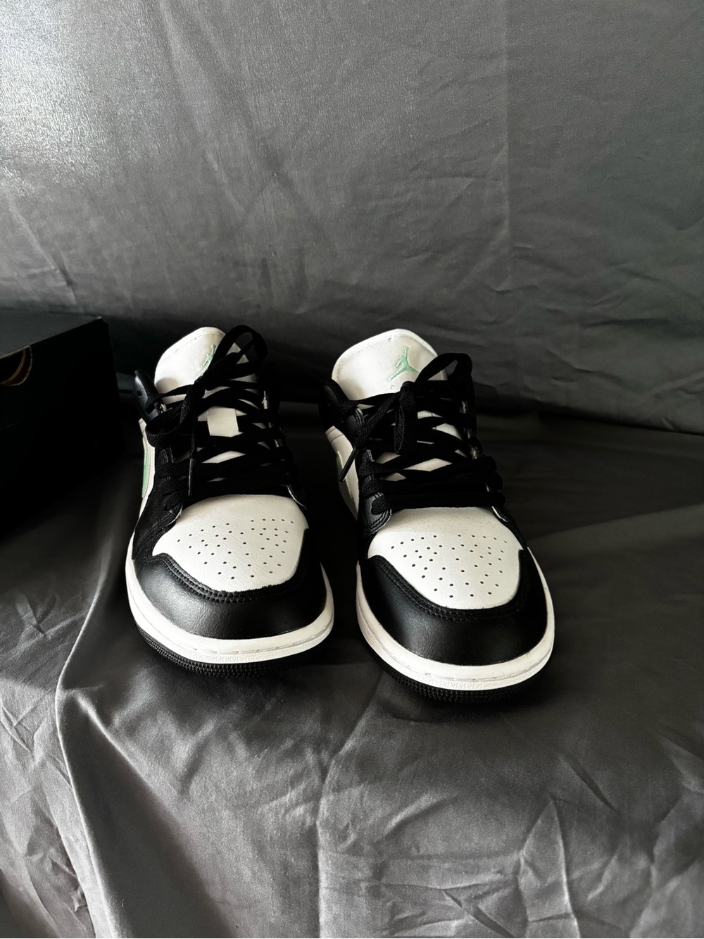 Jordan Men's Black & White Low-Top Sneakers with Mint Jumpman